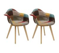 BRADU - Lot de 2 Fauteuils Patchwork Motif Vintage - Altobuy Multicolore