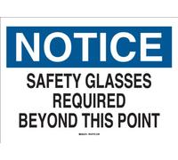 Brady 22626 Plastic Eye Protection Sign, 7" X 10", Legend "Safety Glasses Required Beyond This Point" - Black/Blue on White