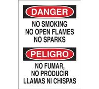 Brady 38928 Panneau « No Smoking No Open Flames No Sparks/No Fumar No Producir Lamas No Chispas De Fuego » en plastique 35,6 x 25,4 cm