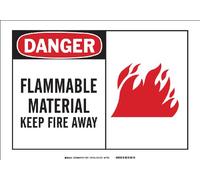 Brady 46731 Panneau d'alerte en aluminium, 25,4 x 35,6 cm, légende « inflammable Material Keep Fire Away (avec picto) »