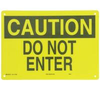 Brady 47093 35,6 cm de large x 25,4 cm de haut en fibre de verre B-120 de qualité supérieure, panneau d'admission noir sur jaune, en-tête « Care », légende « Do Not Enter »