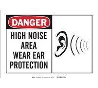 Brady 62756 Panneau d'alerte en fibre de verre de qualité supérieure, 25,4 x 35,6 cm, légende "High Noise Area Wear Ear Protection (avec photo)