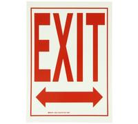 Brady 80222 35,6 cm de hauteur, 25,4 cm de large, polyester B-324, signal de sortie et direction phosphorescente, légende "Sortie Double Arrow"