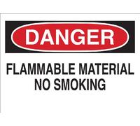 Brady 85185 Panneau autocollant en polyester avec matériaux chimiques et dangereux, 17,8 x 25,4 cm, légende « Inflammable Material No Smoking »