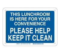 Brady 85751 Autocollant en polyester, 25,4 x 35,6 cm, légende « This Lunchroom Is Here For Your Comforence Please Help Keep It Clean »