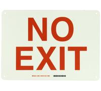Brady 90631 10 Hauteur 14 Largeur B-347 Plastique Rouge sur Vert Couleur Glow-in-The-Dark Exit and Directional Sign Legend No Exit