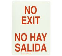 Brady 90752 Signal de sécurité en plastique rouge sur vert, 35,6 cm de hauteur, 25,4 cm de large, B-347 en plastique rouge sur vert, légende "No Exit/No Hay Salida"