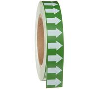 Brady 91425 1" Width, 90' Length, B-946 High Performance Vinyl, White On Green Color Arrow Tape, Legend (Arrow Pictogram)