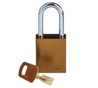 Brady (ALU-BRN-38ST-KD) Cadenas de condamnation SafeKey Anodized Aluminum avec anse en Acier 38.00 mm Marron KD - Clé différente 1 Pièce(s)