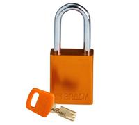 Brady (ALU-ORG-38ST-KD) Cadenas de condamnation SafeKey Anodized Aluminum avec anse en Acier 38.00 mm Orange KD - Clé différente 1 Pièce(s)