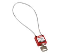 Brady Cadenas à câble compacts - Lockout Tagout Cadenas de sécurité avec adenas à longue tige ifférente - 32mm x 35mm x 16mm - Longueur du câble 400 mm, Rouge