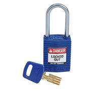 Brady (CPT-BLU-38AL-KD) Cadenas de condamnation SafeKey Compact Nylon avec anse en Aluminium 38.00 mm Bleu KD ifférente 1 Pièce(s)