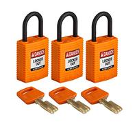 Brady (CPT-ORG-25PL-KA3PK) Cadenas de condamnation SafeKey Nylon avec anse en Nylon 25.00 mm Orange KA - Clé identique 3 Pièce(s)