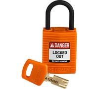 Brady (CPT-ORG-25PL-KD) Cadenas de condamnation SafeKey Nylon avec anse en Nylon 25.00 mm Orange KD - Clé différente 1 Pièce(s)
