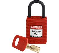 Brady (CPT-RED-25PL-KD) Cadenas de condamnation SafeKey Compact Nylon avec anse en Nylon 25.00 mm Rouge KD - Clé différente 1 Pièce(s)