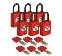 Brady (CPT-RED-25PL-KD6PK) Cadenas de condamnation SafeKey Compact Nylon avec anse en Nylon 25.00 mm Rouge KD ifférente 6 Pièce(s)
