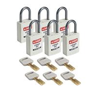 Brady CPT-WHT-25AL-KD6PK SafeKey Cadenas Blanc 6,6 x 3,2 x 1,9 cm
