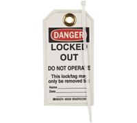 Brady Danger - Locked Out - Do Not Operate - Unauthorized Removal... Tag, Heavy Duty Polyester, 5-1/2 Height, 3 Width (Pack of 25) by Brady