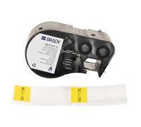 Brady Étiquettes en vinyle auto-protégé étiqueteuses BMP41/BMP51/BMP53/M511 - 180 Étiquettes imprimables adhésives - Noir sur jaune, transparent (25,40 mm (l) x 63,50 mm (H)) - M4-51-427-YL