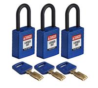 Brady (NYL-BLU-38PL-KA3PK) Cadenas de condamnation SafeKey Nylon avec anse en Nylon 38.00 mm Bleu KA - Clé identique 3 Pièce(s)