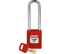 Brady (NYL-RED-76ST-KD) Cadenas de condamnation SafeKey Nylon avec anse en Acier 76.00 mm Rouge KD ifférente 1 Pièce(s)