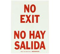 Brady Panneau de sécurité pour mains de couleur rouge sur vert, légende « No Exit/No Hay Salida », 1