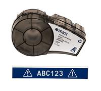 Brady Ruban d’étiquettes vinyles étiqueteuses M211 et M210 - Étiquettes imprimables vinyles adhésives - Étiquettes industrielles câbles/noms - Blanc sur bleu (12.70mm x 6.40m) - M21-500-595-BL