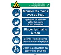 BRADY Signe de sécurité adhésif Instructions de lavage des mains Rectangle 371 x 262 mm