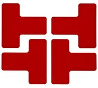 Brady ToughStripe Lot de 20 rubans adhésifs de marquage au sol non abrasifs en forme de T, 12,7 cm de long, 5,1 cm de large, rouge