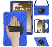 BRAECN Coque de protection robuste en silicone pour Samsung Galaxy Tab A9+ 11" 2023, avec protecteur d'écran, dragonne rotative à 360°, support et bandoulière pour Galaxy A9 Plus (SM-X210/X216/X218)