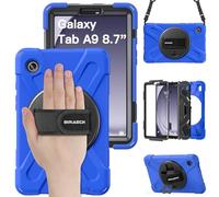 BRAECN Coque pour Galaxy Tab A9 - Coque Tablette Samsung Tab a9 8.7" 2023 | Coque anti choc, avec dragonne, bandoulière réglable et support pivotante 360° - robuste, renforcée, travail/outdoor, Bleu