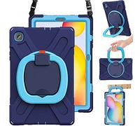 BRAECN Coque pour Galaxy Tab S6 Lite 10.4 SM-P610/P613/P615/P619, coque en silicone robuste avec béquille, bandoulière, poignée, porte-stylo S pour Samsung Galaxy Tab S6 Lite 2022/2020-bleu marine