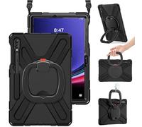 BRAECN Coque pour Galaxy Tab S8+/S7 FE/S7+ 12,4" (SM-X800/T730/T970), coque en silicone robuste avec porte-stylo S, bande de poignée, béquille stable, bandoulière pour Samsung Tab S8 Plus 2022-noir