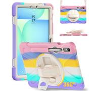 BRAECN Coque pour Galaxy Tab S9 11/S9 FE 10,9" 2023, coque de protection antichoc en silicone avec béquille rotative à 360°, dragonne/bandoulière, porte-stylo S pour Galaxy Tab S8/S7 11"