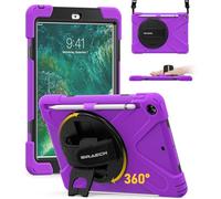 BRAECN Coque pour iPad 9,7" 2018/2017, coque de protection résistante absorbant les chocs avec porte-stylo, poignée, dragonne, béquille et bandoulière pour iPad 9,7 pouces 5e/6e génération - Violet