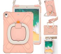 BRAECN Coque pour iPad Air 3, [Complète] [Anti-chute] Coque en silicone avec poignée rotative à 360 °/Porte-crayon/Bandoulière /Support stable pour iPad Air 3ème génération 2019/Pro 10.5 2017-Or rose