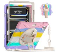 BRAECN Coque pour iPad Pro 13" M5/M4 2025/2024, coque de protection résistante aux chocs avec porte-crayon, protecteur d'écran, poignée rotative à 360° et bandoulière, housse intégrale adaptée aux