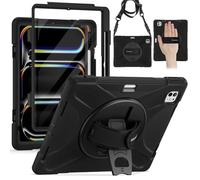 BRAECN Coque pour iPad Pro 13 Pouces - iPad Pro M5/M4 Housse 2025/2024 13" | Étui de Robuste avec Film Protection, Porte-Stylet, Support Rotatif à 360°et Dragonne, Bandoulière, antichoc Housse, Noir