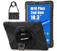 BRAECN Coque pour Lenovo Tab M10 FHD Plus 2nd Gen 10.3 Pouces 2020 (TB-X606F/TB-X606X) / K10 2021(TB-X6C6), Étui de Robuste avec Support Rotatif à 360° et Dragonne, Bandoulière, Noir