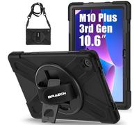 BRAECN Coque pour Lenovo Tab M10 Plus 3rd Gen 2K 10.6 Pouces 2022 | Étui de Robuste avec Support Rotatif à 360° et Dragonne, Bandoulière, (TB125FU/TB128FU/TB128XU）Noir