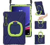 BRAECN Coque pour Samsung Galaxy Tab S8+/S7 FE/S7+ 2022, coque en silicone robuste avec porte-stylo S, poignée, béquille, bandoulière pour Galaxy Tab S8+/S7 FE/S7+ 12,4" SM-X800/T730/T970, vert marine