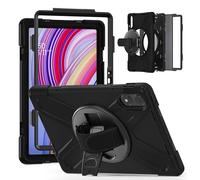 BRAECN Coque pour Xiaomi Redmi Pad Pro,Xiaomi Poco Pad,Xiaomi Poco Pad 5G 12.1", Housse de Robuste avec Film Protection, Porte-Stylet, Support Rotatif à 360° et Dragonne, Bandoulière, Noir