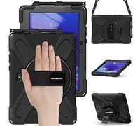 BRAECN Étui pour Samsung Galaxy Tab Active 4 Pro 2022/Active Pro 2019 10,1", robuste avec béquille rotative à 360° et dragonne, porte-crayon, bandoulière - Noir