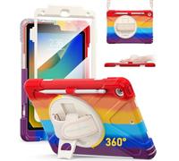 BRAECN Étui robuste pour iPad 8ème/7ème génération avec protecteur d'écran, porte-crayon, dragonne, béquille, bandoulière pour Apple iPad 10,2" 2020/2019 - Violet