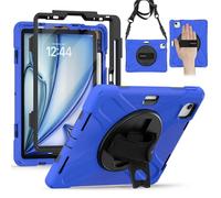 BRAECN pour Coque iPad Pro 11 2022/2021/2020/2018, 4ème/3ème/2ème/1ème Génération, Étui de Robuste avec Film Protection, Support Rotatif à 360°et Dragonne, Bandoulière, Porte-Stylet, Bleu