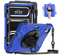 BRAECN pour Coque iPad Pro 11 Pouces 2025 M5/2024 M4 6eme/5eme Génération, Étui de Robuste avec Film Protection, Support Rotatif à 360°et Dragonne, Bandoulière, Porte-Stylet, Bleu
