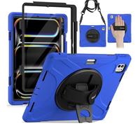 BRAECN pour Coque iPad Pro 13 Pouces 2025 M5/2024 M4, Étui de Robuste avec Film Protection, Support Rotatif à 360°et Dragonne, Bandoulière, Porte-Stylet, Bleu