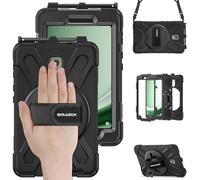 BRAECN pour Coque Samsung Galaxy Tab Active 5/Active 3 8 Pouce, Étui de Robuste avec Porte-Stylet, Support Rotatif à 360° et Dragonne, Bandoulière, Noir