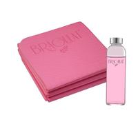 BRAGULAT - Tapis de yoga pliable rose + bouteille de 500 ml avec sac à bandoulière - Tapis de gymnastique pliable, tapis d'entraînement fitness Pilates - Écologique (rose)