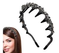 Braid Headband - 14x14x4cm Vintage High Skull Headband with Faux Diamonds | Woven Pearl Hairband | Bridal Rhinestone Hair Accessory | Non-Slip Elegant Women's Hairpiece
